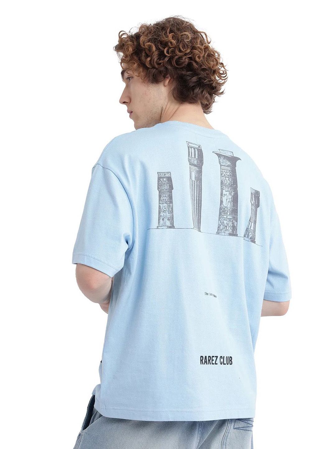 RARE RABBIT Men Graphic Printed Round Neck Cotton Oversized T-shirt