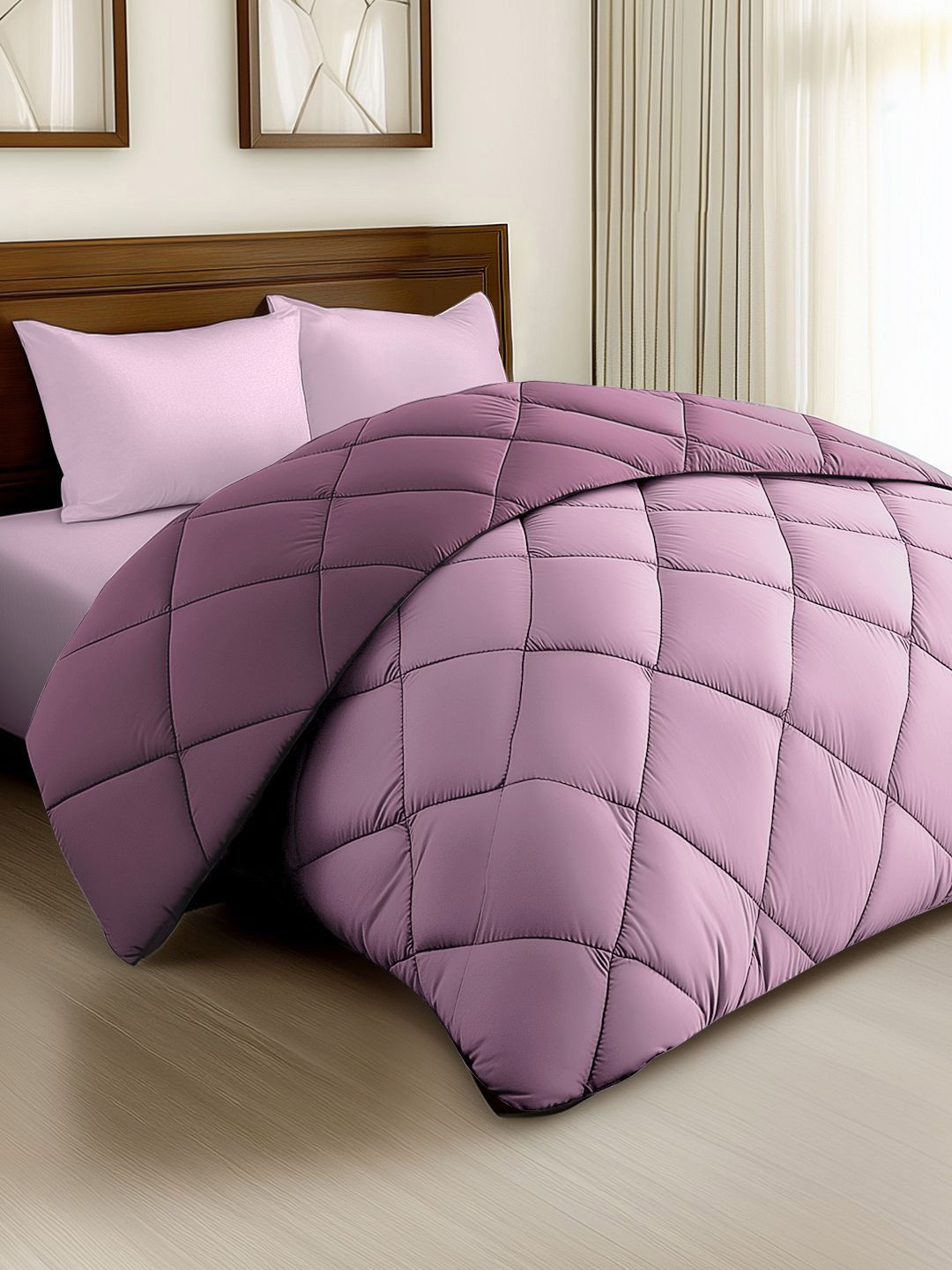 Story@home Purple & Pink Solid Reversible 240 GSM Heavy Winter Double Bed Comforter