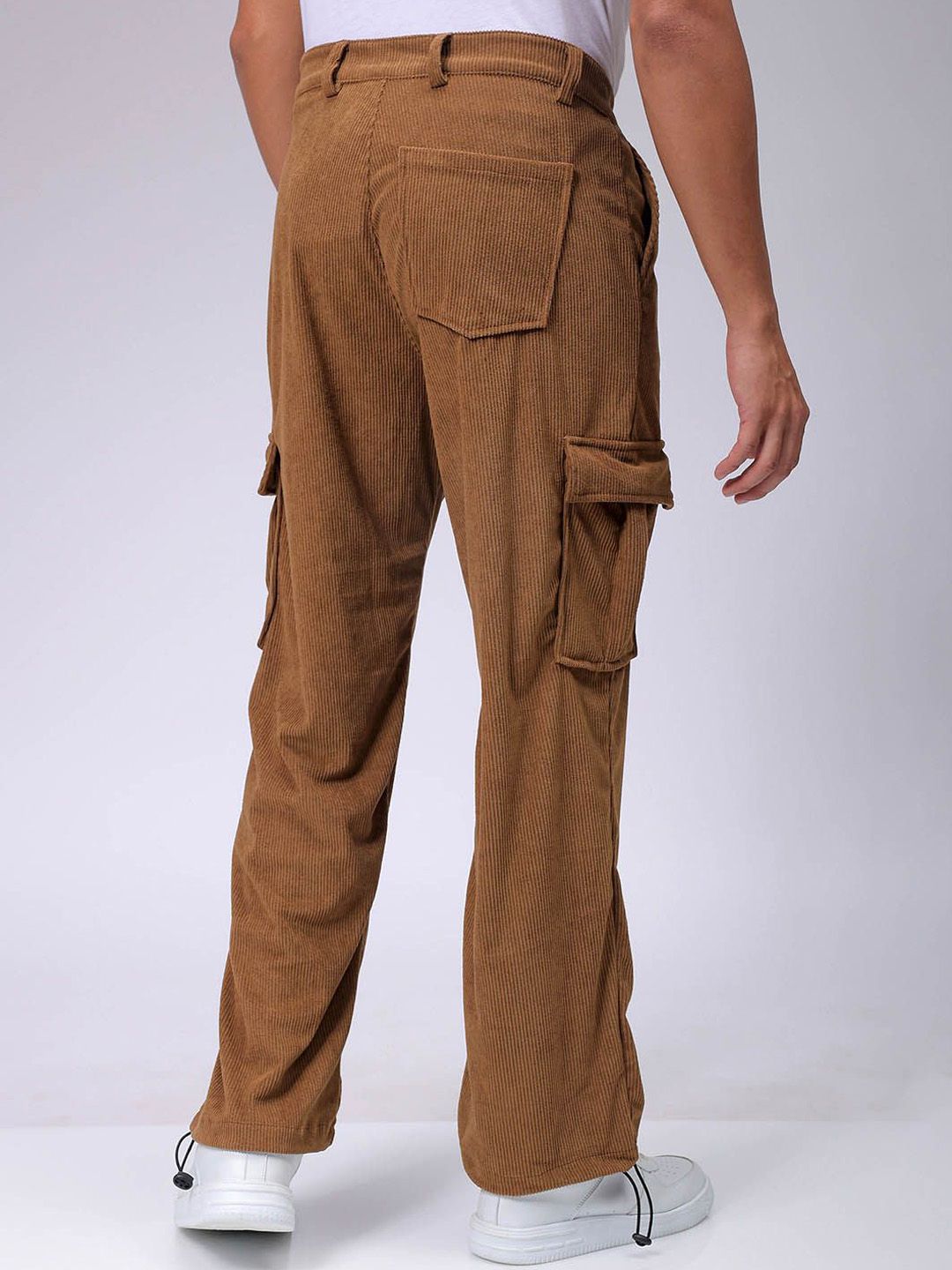 The Indian Garage Co Men Textured Loose Fit Cargos Trousers