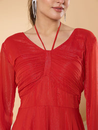 Antheaa Flared Sleeve Chiffon Maxi Dress