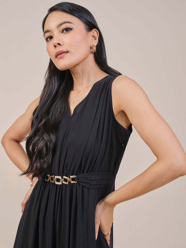 AND Women Sleeveless Fit & Flare Maxi Dress