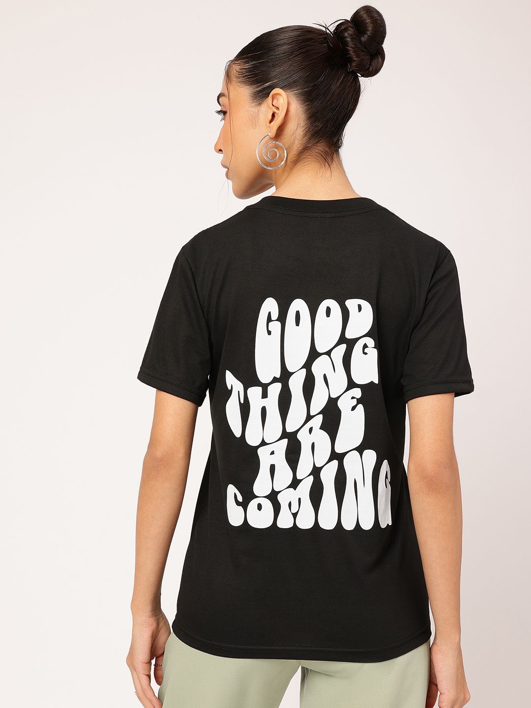 DressBerry Gleeful Graphic Back Printed T-shirt