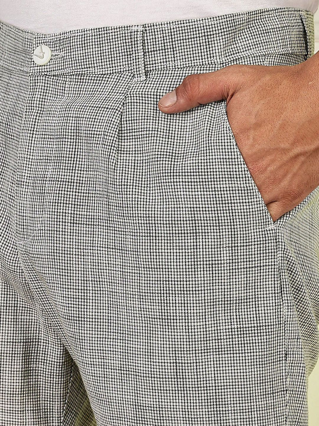 Thomas Scott Men Checked Linen Shorts