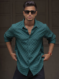 Powerlook Men Spread Collar Textured Casual Shirt