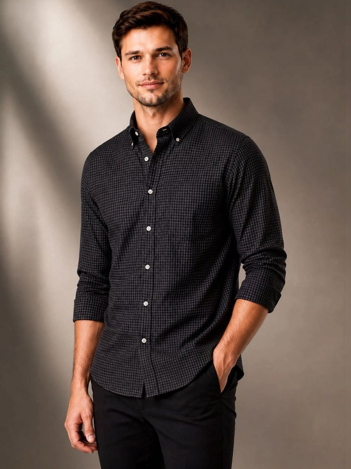 ADRO Men Standard Micro Checks Checked Semiformal Shirt