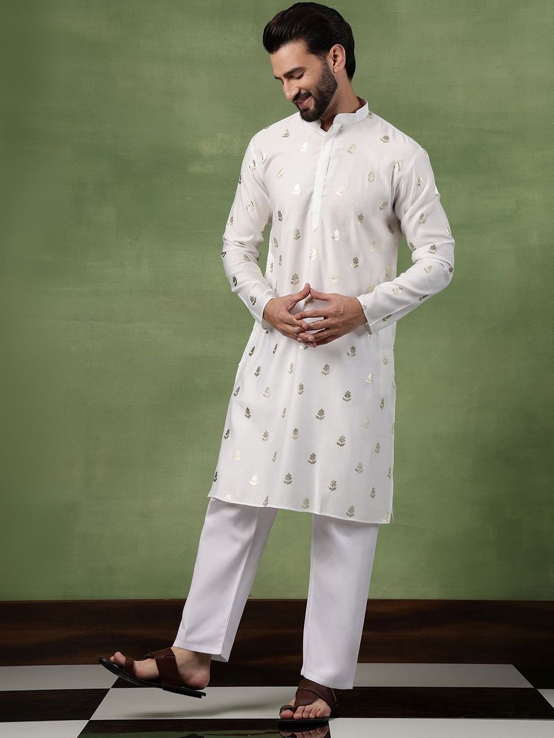 SOJANYA Men Floral Printed Kurta