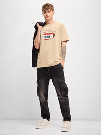 THE BEAR HOUSE Men Graphic Printed Round Neck Pure Cotton Oversized T-shirt