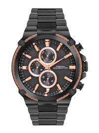 French Connection Men Patterned Dial & Stainless Steel Bracelet Style Straps Analogue Multi Function Watch