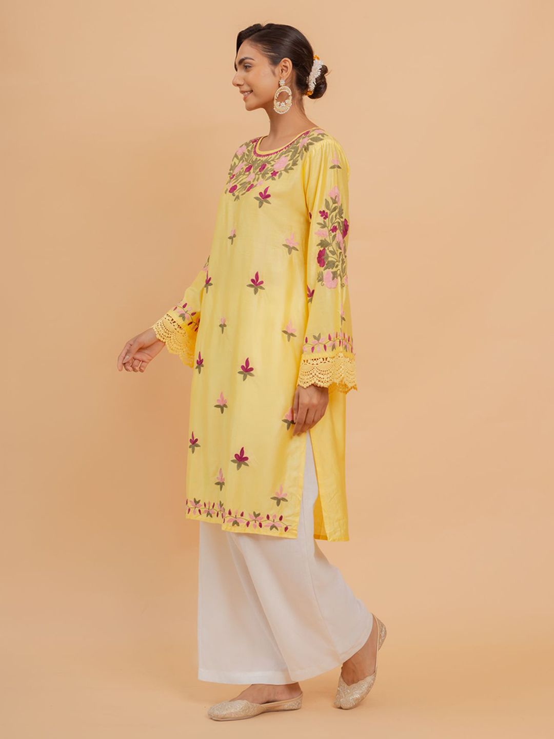 HOUSE OF KARI Women Chanderi Silk Kurta with Aari work