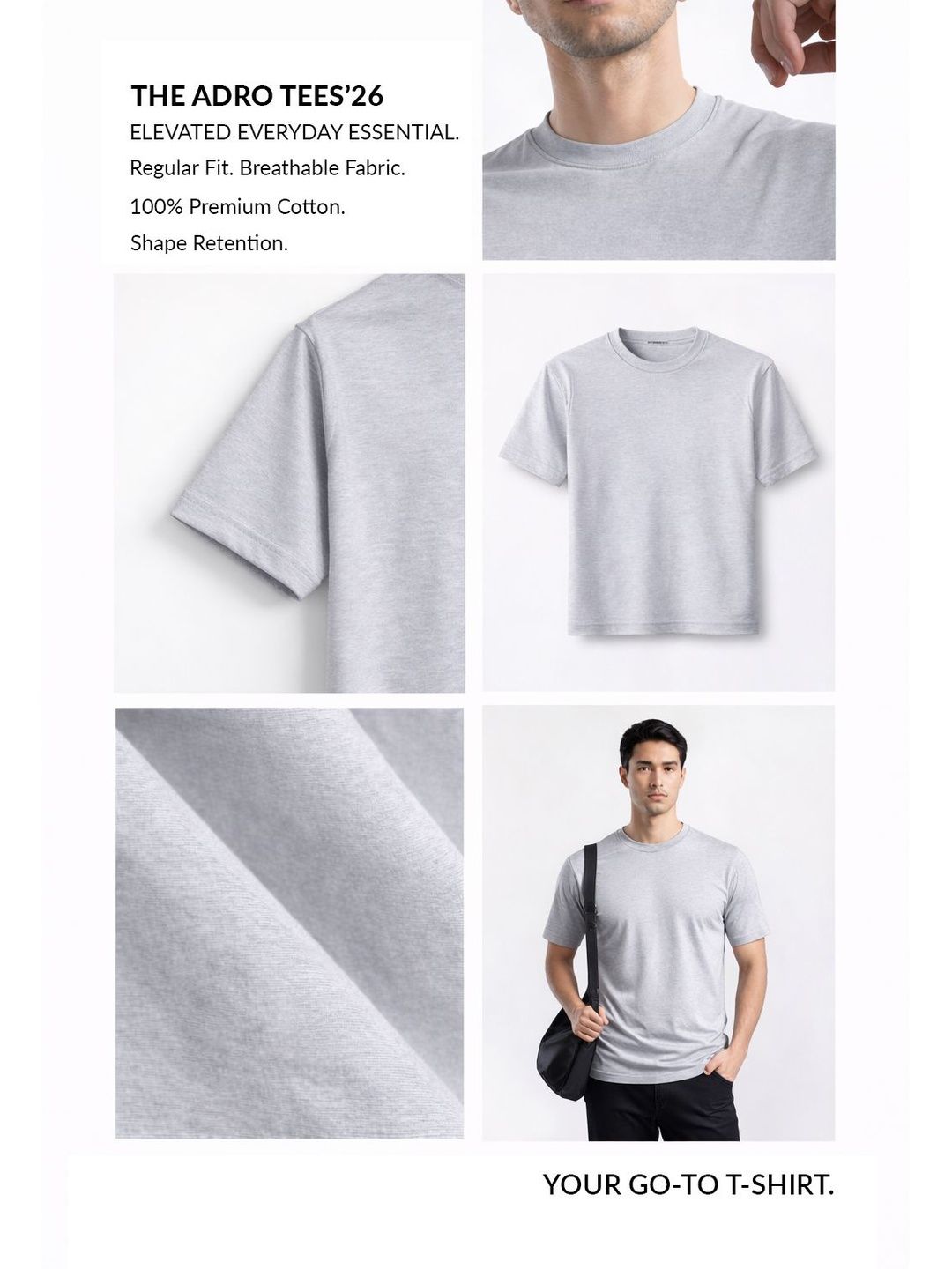ADRO Men Pack of 3 Printed Round Neck Short Sleeves Cotton T-shirt
