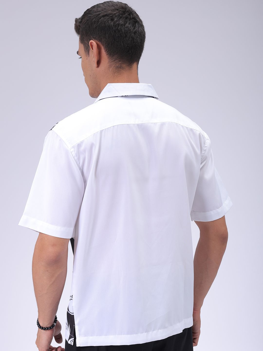 The Indian Garage Co Men Cuban Collar Graphic Printed Oversized Casual Shirt