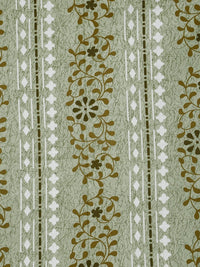 KLOTTHE Green Floral Printed Fitted 400 TC Cotton King Bedsheet & 2 Pillow Covers