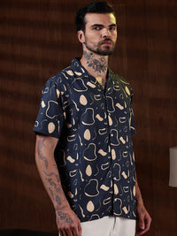 Baju Kasual Kapas Kolar Cuba Eszett Bercetak Abstrak