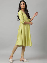 W Floral Embroidered Thread Work A-Line Kurta