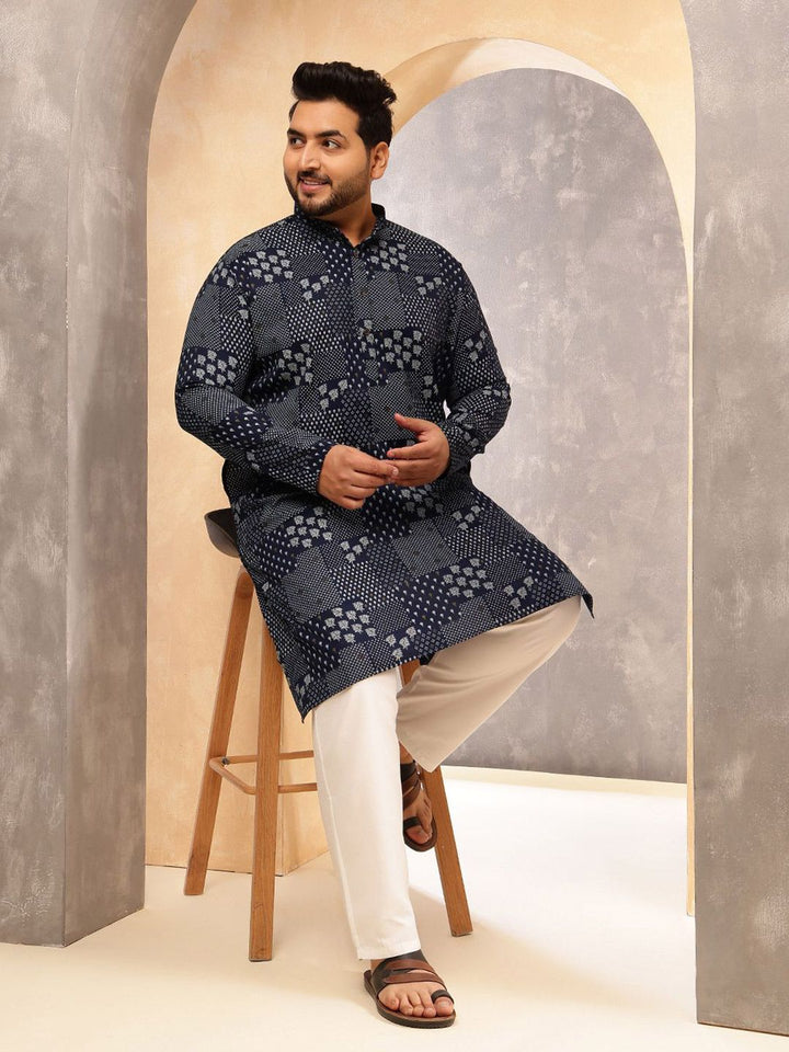 SOJANYA PLUS Men Bandhani Printed Bandhani Daily Cotton Straight Kurta