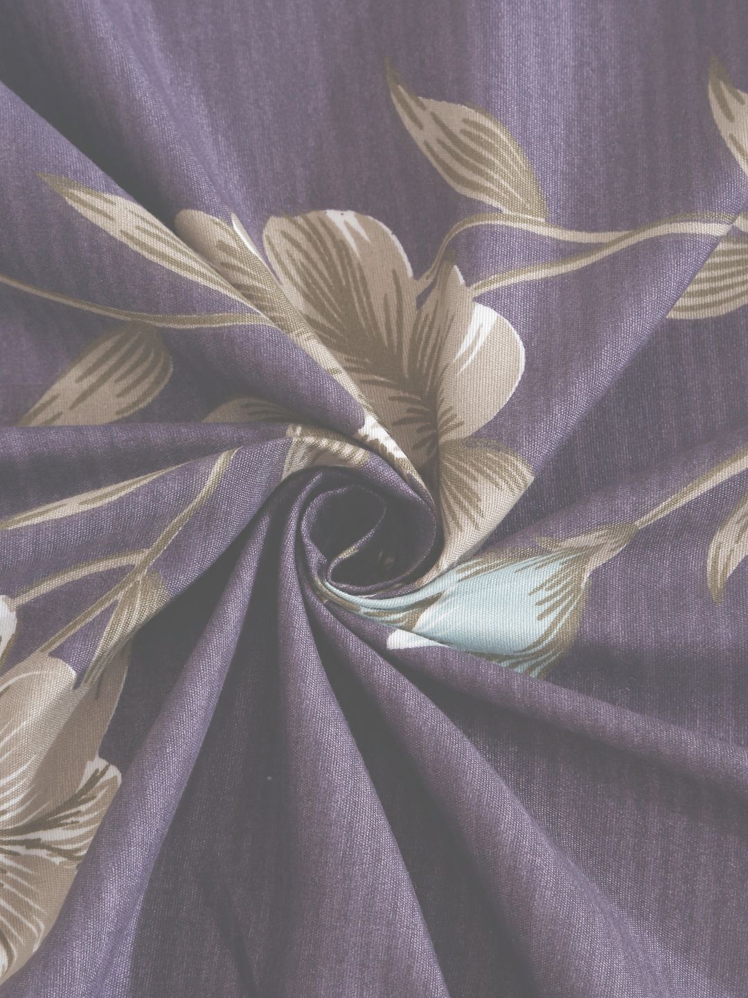 KLOTTHE Purple Floral Polycotton 300 TC Single Fine Bedsheet with a Pillow Cover-89 x 59 inches