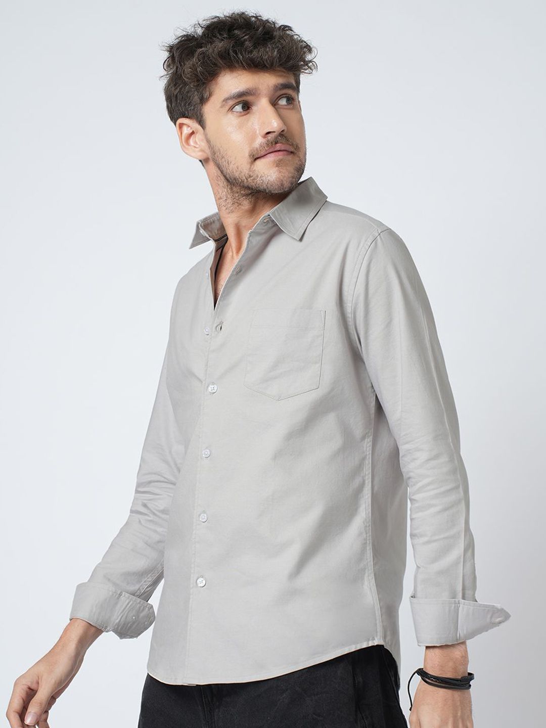 VASTRADO Earth Haze Everyday Classic Slim Fit Pure Cotton Casual Shirt