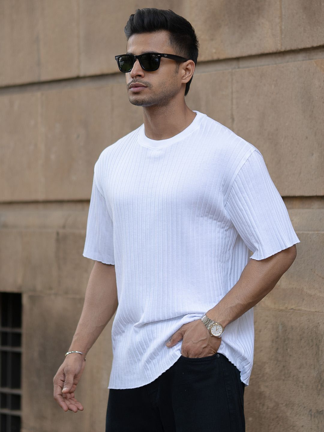 Powerlook Men Drop-Shoulder Sleeves T-shirt