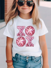 YK Girls Printed Raw Edge T-shirt