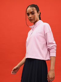 DressBerry Solid Mock Collar Relaxed Sweatshirt