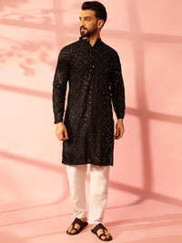 Anouk Men Embroidered Regular Mirror Work Pure Cotton Kurta with Pyjamas