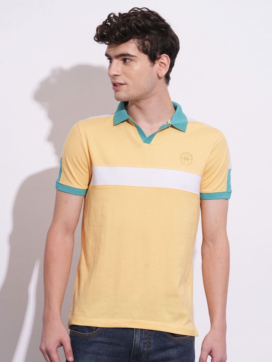 Being Human Men Colourblocked Polo Collar Cotton T-shirt