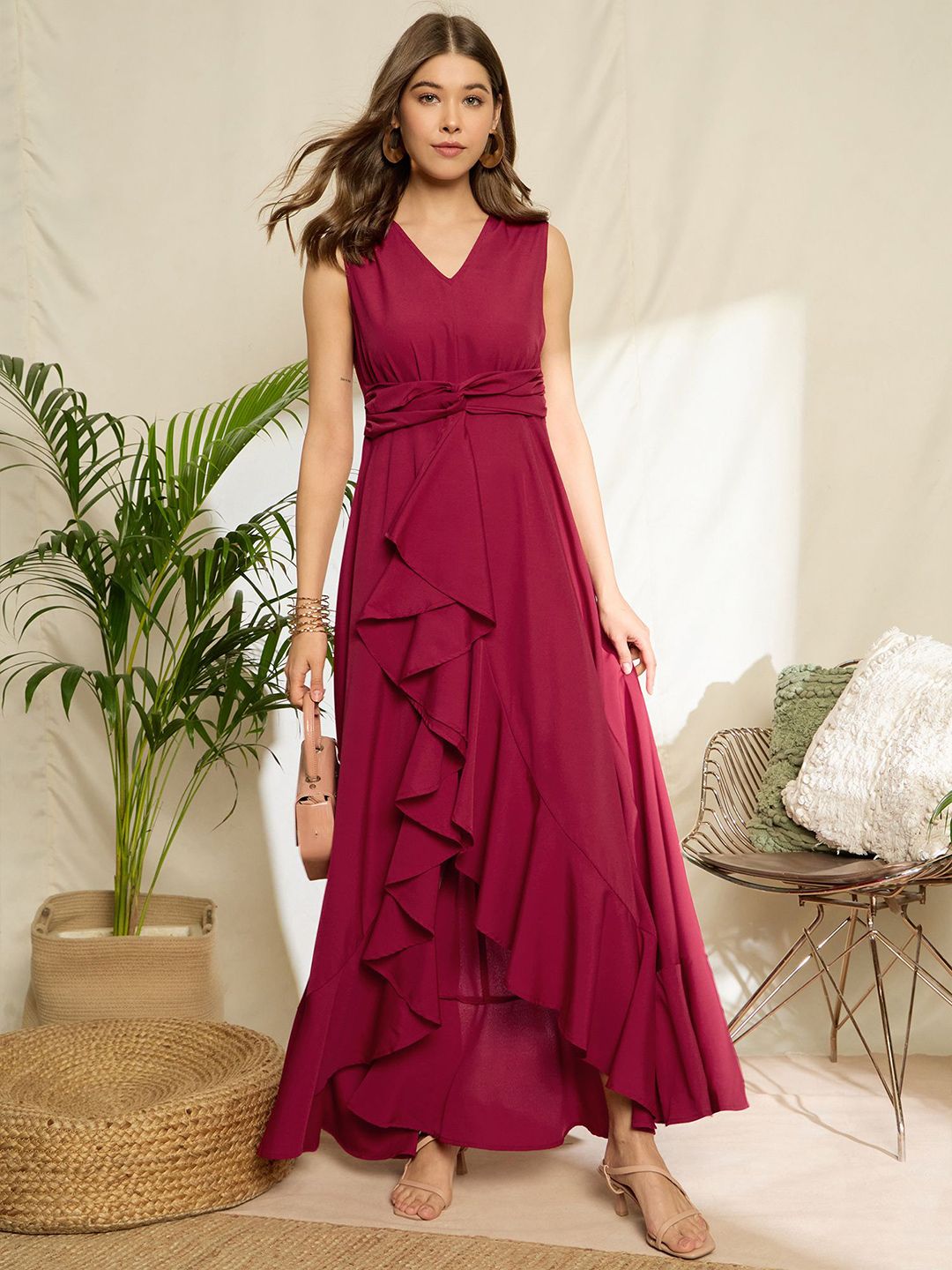 Berrylush Ruffled A-Line Maxi Dress