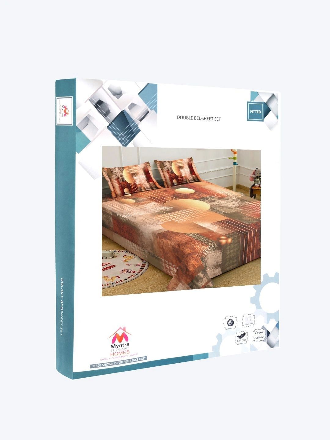 Myntra Elegant Homes Brown Geometric 300 TC King Bedsheet with 2 Pillow Covers