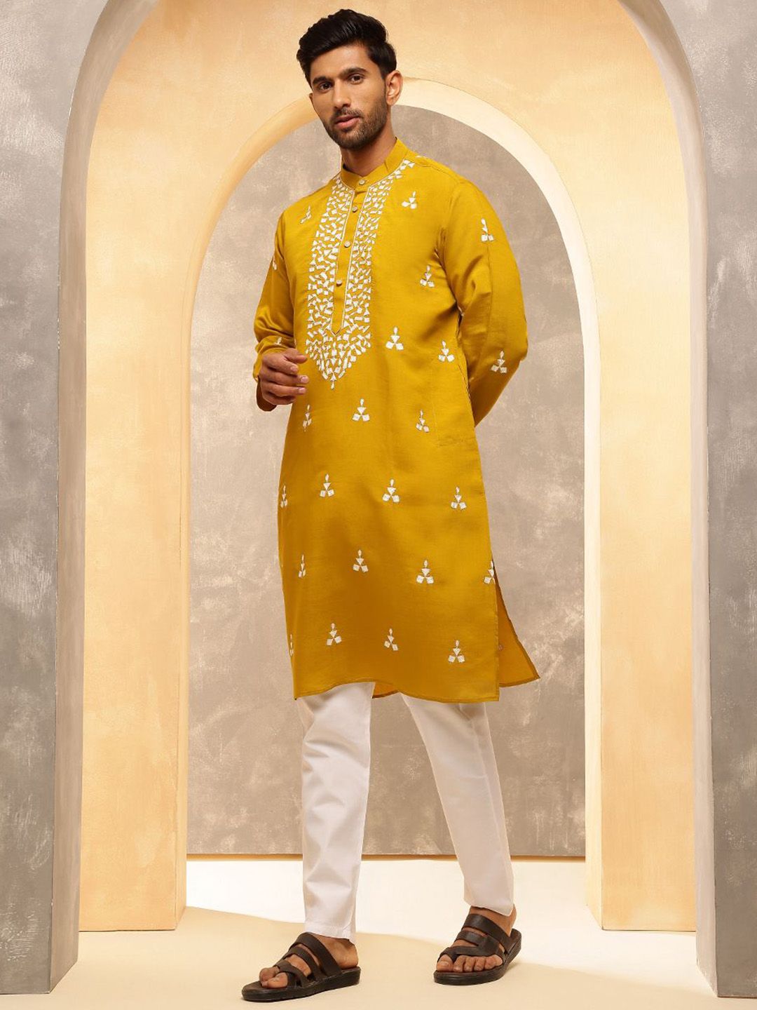 Anouk Men Embroidered Regular Kurta with Pyjamas