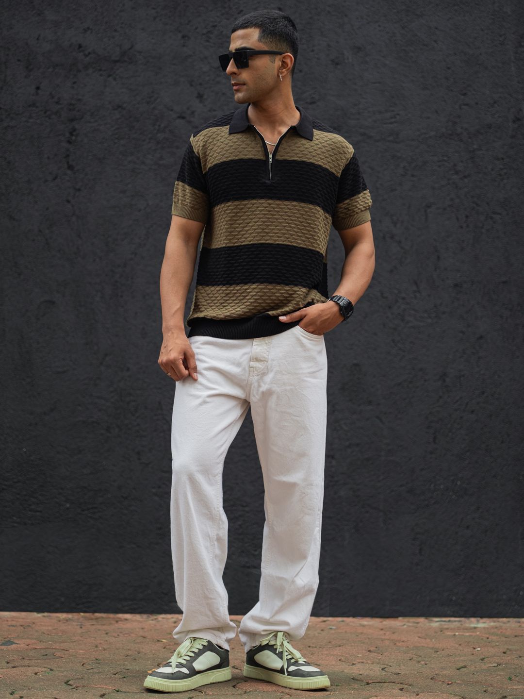 Powerlook Men Striped Polo Collar T-shirt