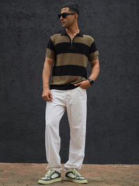Powerlook Men Striped Polo Collar T-shirt