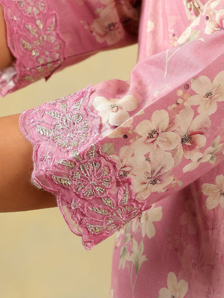 Kurta Kerja Benang Biasa Mamicha Wanita Bercetak Bunga dengan Seluar