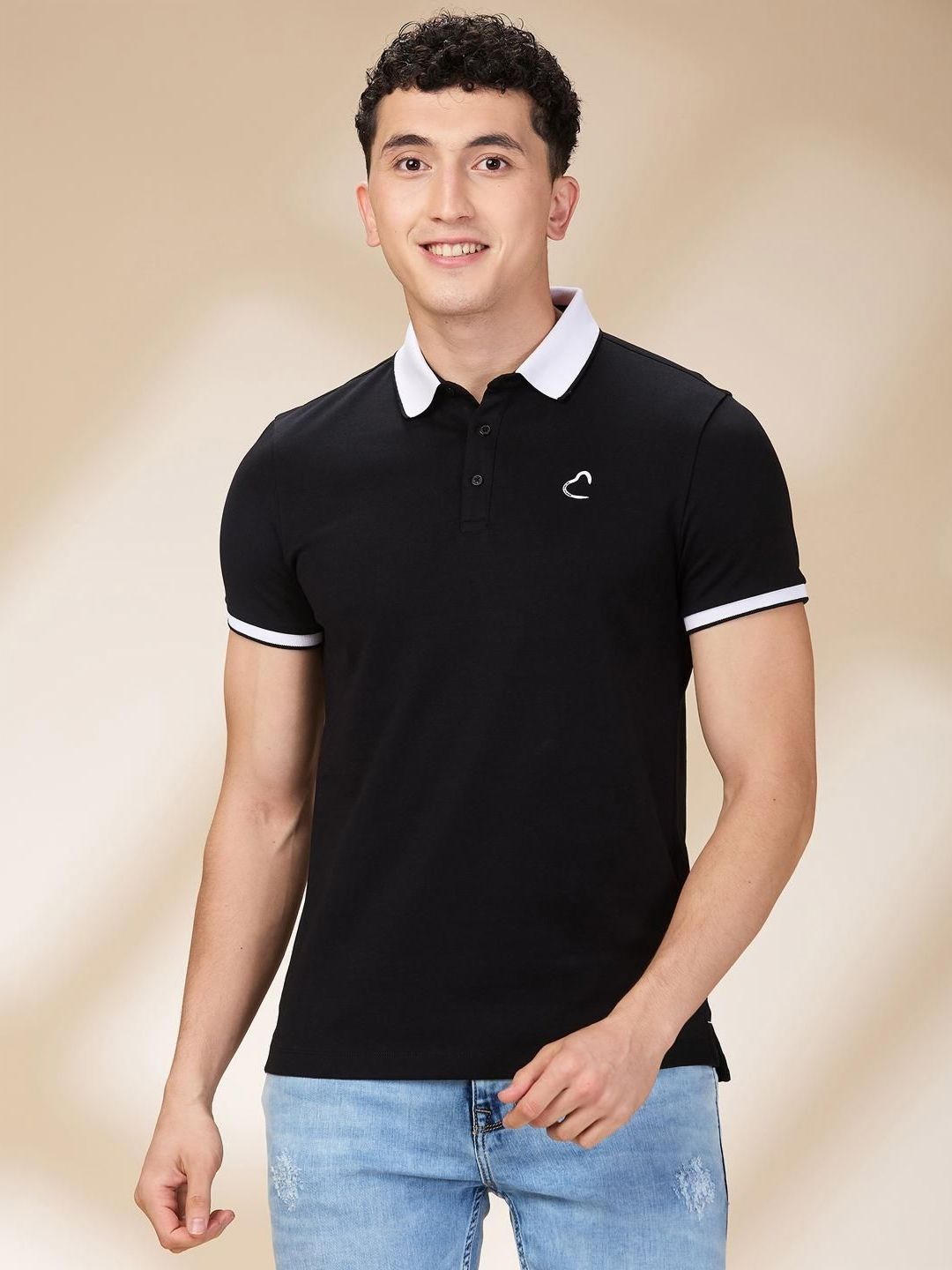 Being Human Men Solid Polo Collar Cotton Slim Fit T-shirt