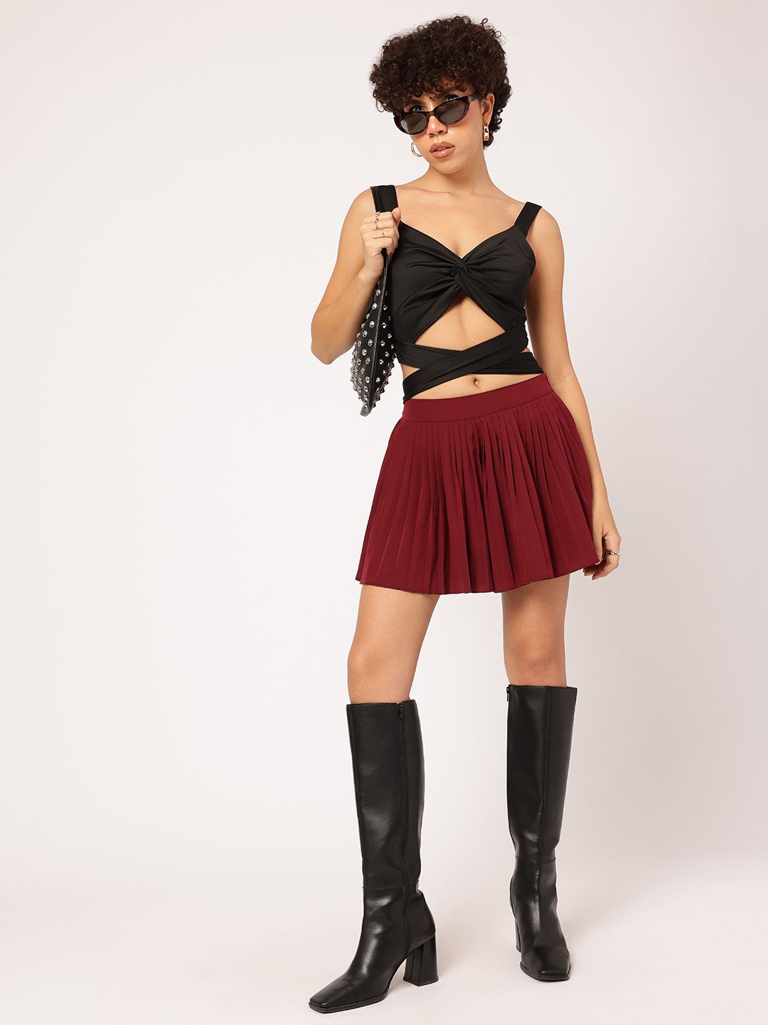 DressBerry Twisted Twirl Tie-Up Crop Top