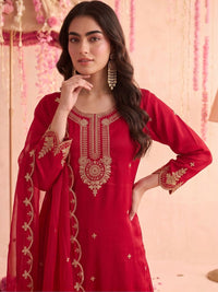 Mamicha Women Ethnic Motifs Embroidered Regular Kurta with Palazzos & With Dupatta