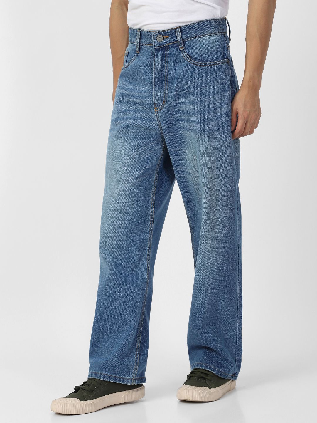 Urbano Fashion Men Loose Relaxed Fit Heavy Fade Jeans