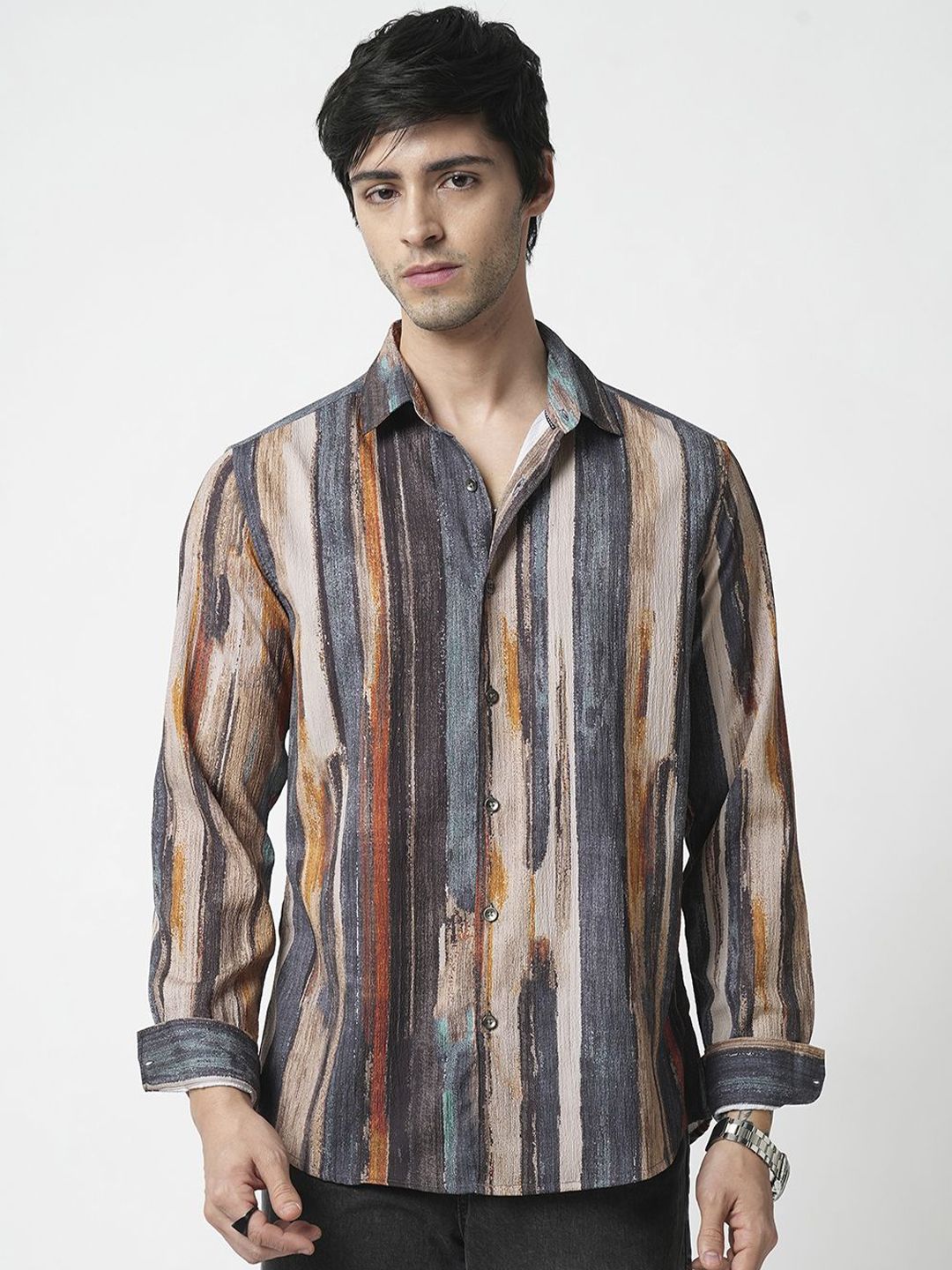 VASTRADO Men Classic Cutaway Collar Abstract Printed Slim Fit Casual Shirt
