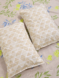 Set Cadar King Double Aura Beige & Blue Floral 300 TC 2.50 m x 2.25 m