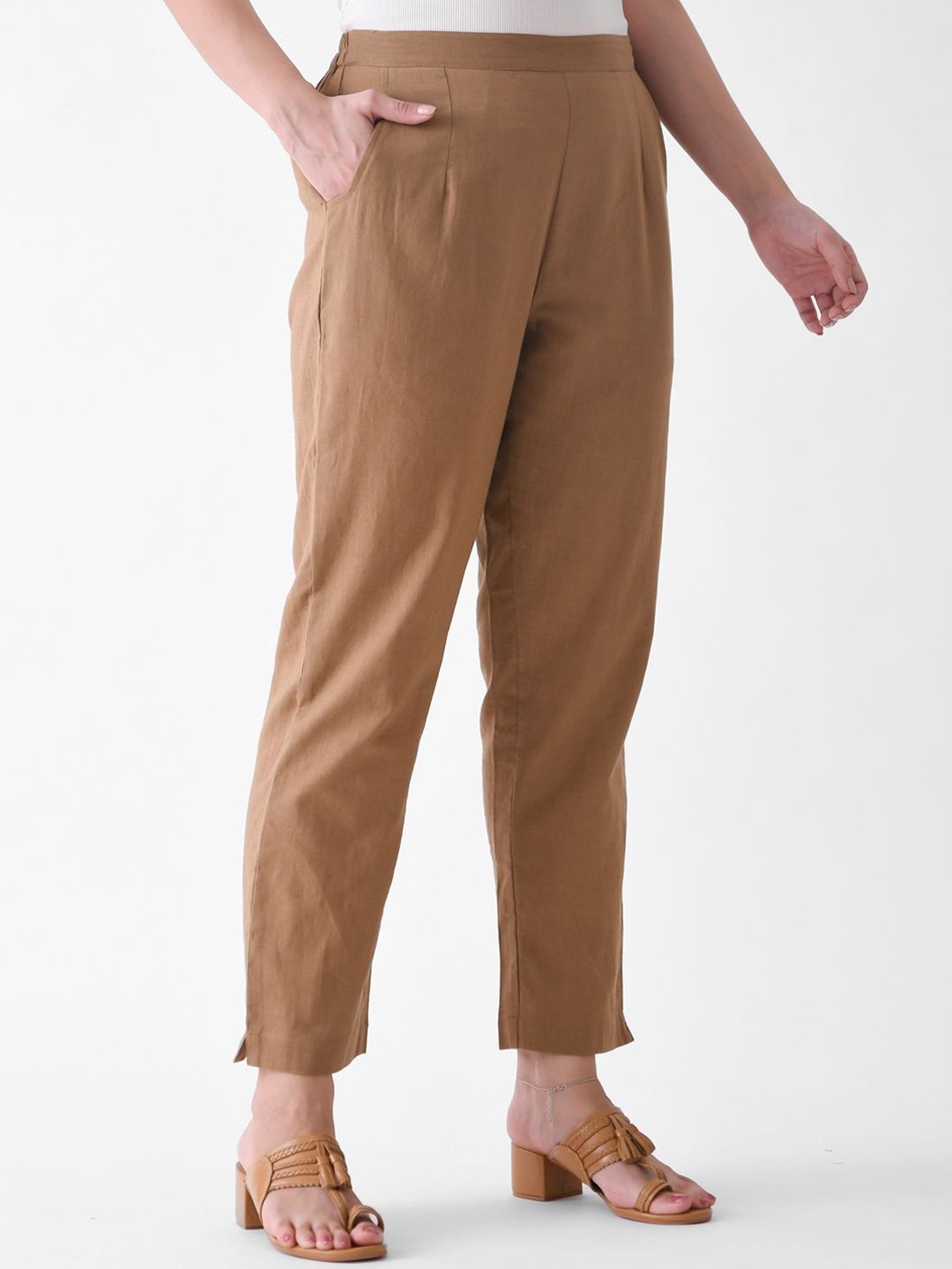 Rustorange Pure Cotton Mid-Rise Trouser