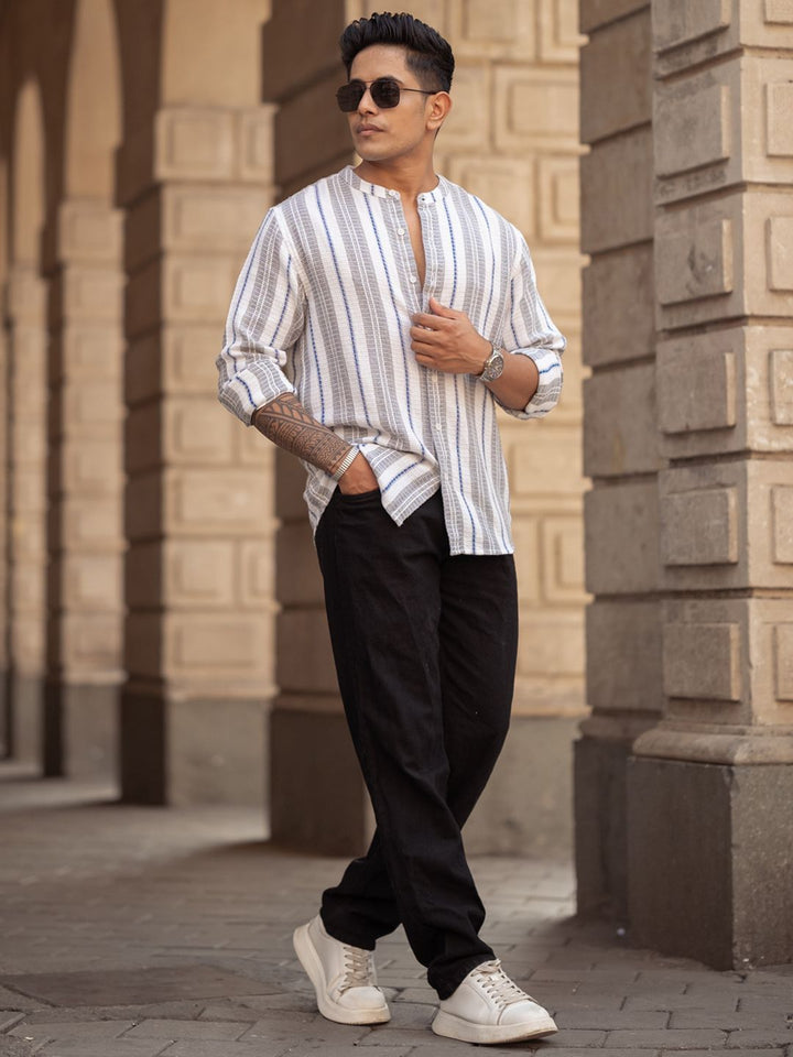 Powerlook Men Opaque Striped Casual Shirt
