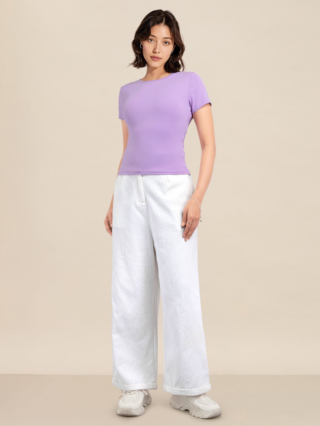 DressBerry Round-Neck Crop Fitted Top