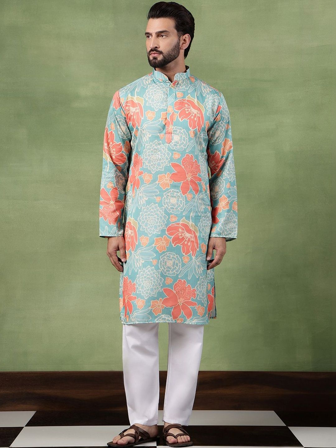 SOJANYA Men Floral Printed Kurta