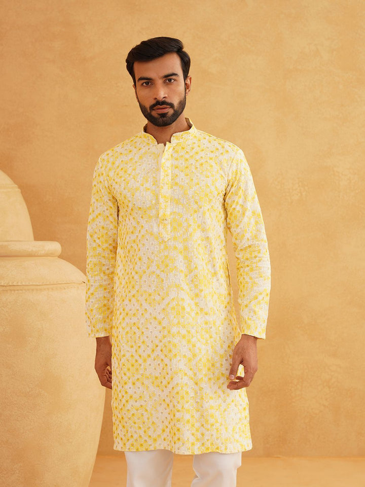 SOJANYA Geometric Embroidered Sequinned Pure Cotton Straight Kurta With Churidar