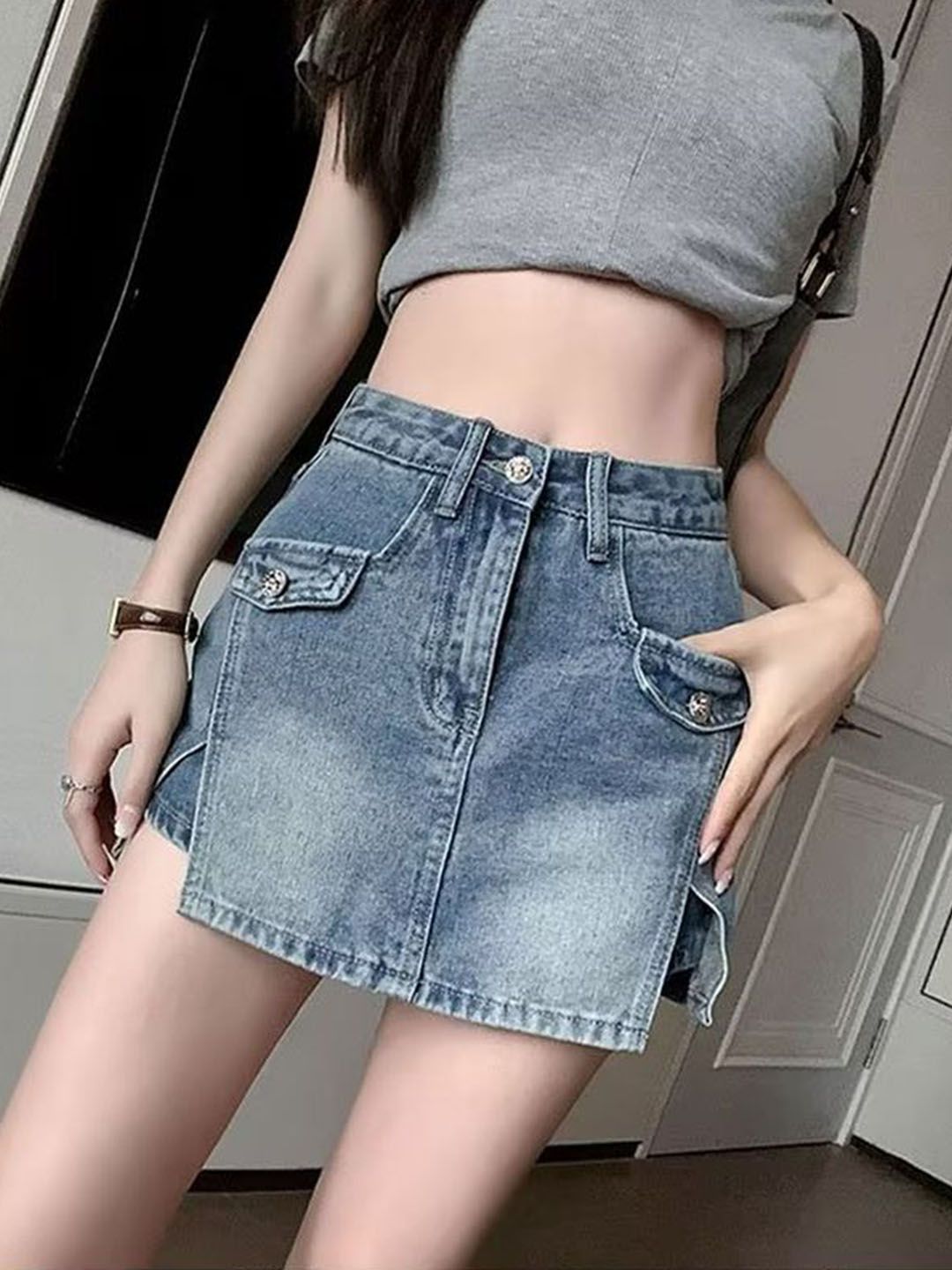 DressBerry Denim A-Line Mini Skort