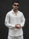 Powerlook Self Design Polo Collar Long Sleeves T-Shirt With Trouser