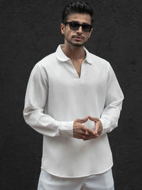 Powerlook Self Design Polo Collar Long Sleeves T-Shirt With Trouser