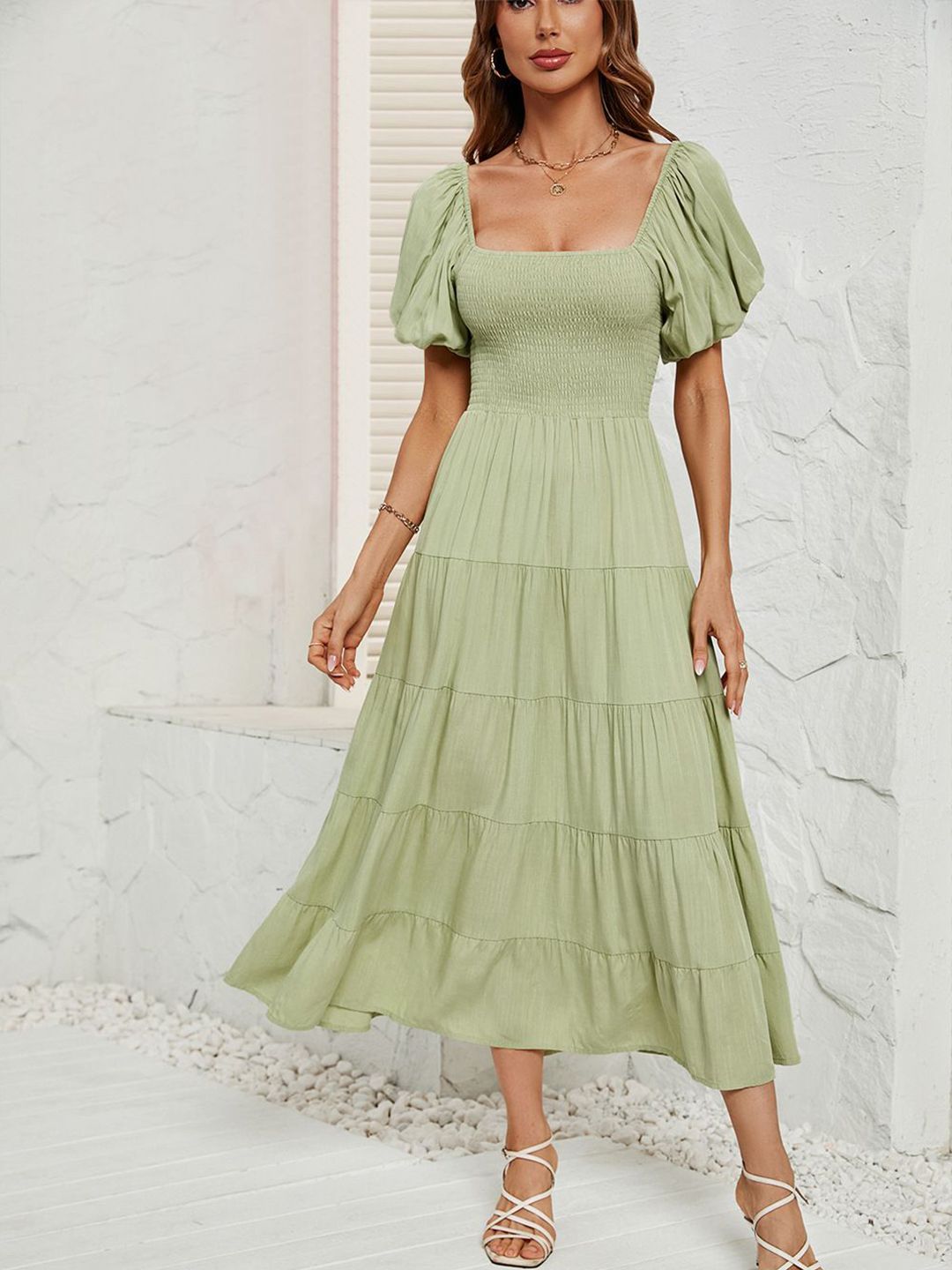 all about you Flutter Sleeve Fit & Flare Midi Dress