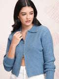 ESPYR By Tokyo Talkies Women Cable Knit with Zip Detail Detail