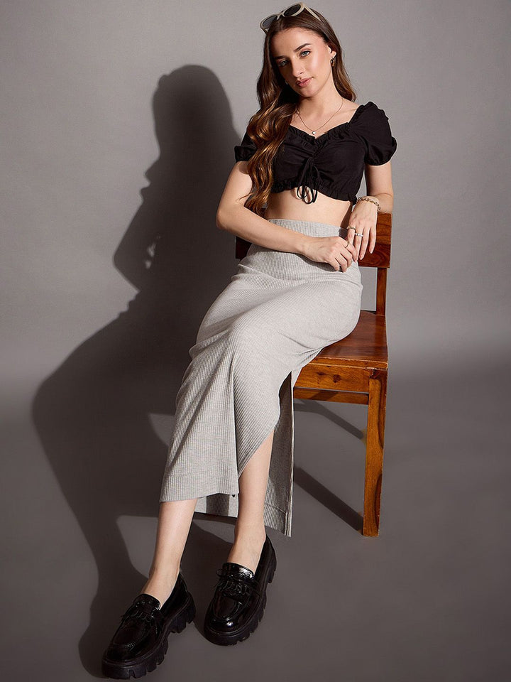 SASSAFRAS BASICS Ribbed Pencil Skirt