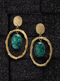 DressBerry Gold-Plated Contemporary Stone Studded Drop Earrings
